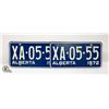 Image 1 : PAIR 1972 ALBERTA LICENSE PLATES