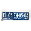 Image 1 : PAIR 1970 ALBERTA LICENSE PLATES
