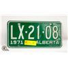 Image 1 : 1971 ALBERTA LICENSE PLATE