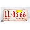 Image 1 : 1965 ALBERTA LICENSE PLATE