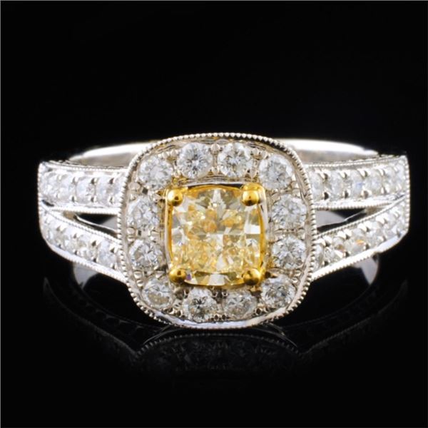 18K White Gold 1.16ctw Fancy Yellow Diamond Ring