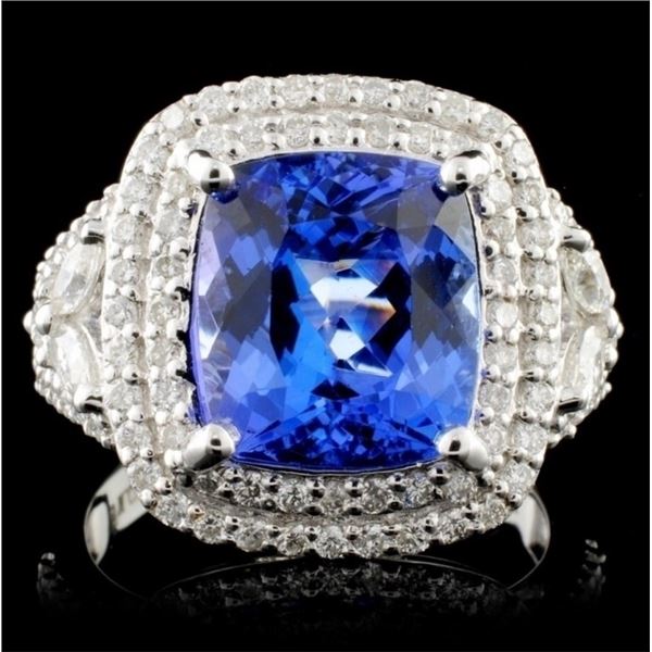 18K White Gold 4.69ct Tanzanite & 1.00ctw Diamond