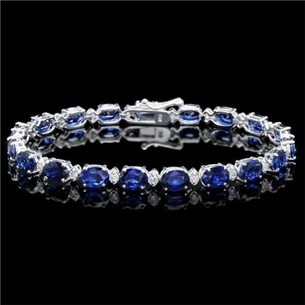 `14k Gold 15.00ct Sapphire & 0.50ct Diamond Bracel