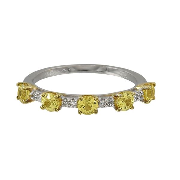 14k White Gold 0.85ctw Sapphire & 0.10ct Diamond R