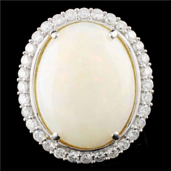 14K Gold 13.31ct Opal & 1.45ctw Diamond Ring