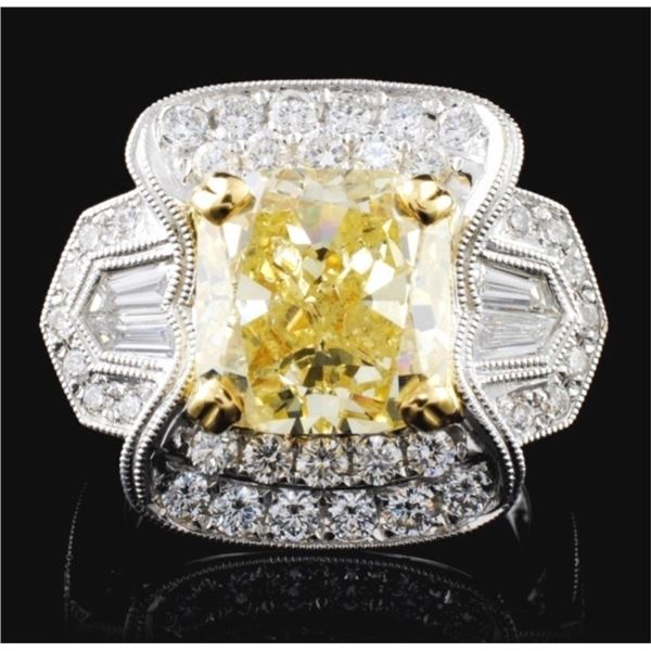 18K White Gold 6.30ctw Fancy Color Diamond Ring