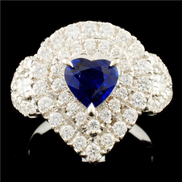 18K Gold 0.85ct Sapphire & 1.43ctw Diamond Ring