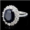 Image 2 : 14K Gold 5.00ct Sapphire & 1.20ctw Diamond Ring