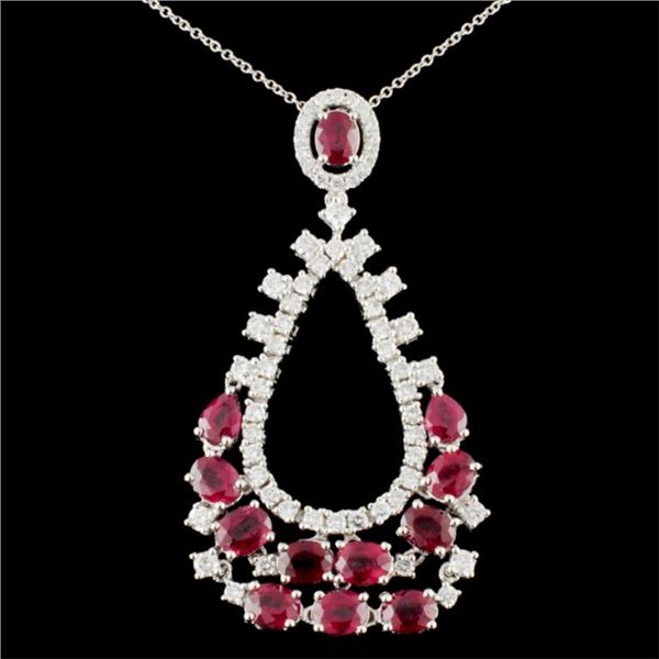 18K Gold 5.95ct Ruby and 1.66ctw Diamond Pendant