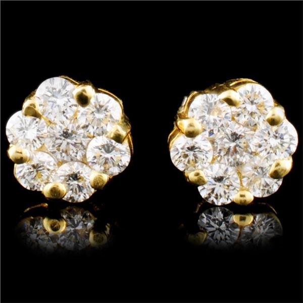 18K Gold 0.92ctw Diamond Earrings