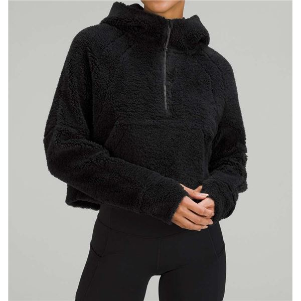 New lululemon Women's Scuba Oversized Half-Zip Fleece Hoodie, Black, Size XS/S