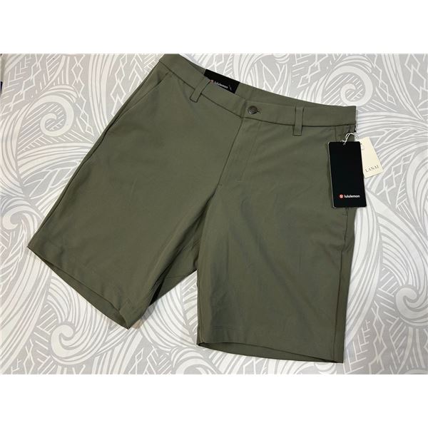 New lululemon Men's Commission Classic Short 9" Warpstreme, Sage, Size 32