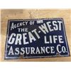 Image 1 : Great West Life Assurance Co. Porcelain Sign 12" x 18" 