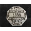 Image 2 : 1936 Motor Vehicle Tax Winnipeg Tag 3" x 3" 