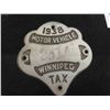 Image 2 : 1938 Winnipeg Motor Vehicle Tax Tag 3.25" x 3.25" 