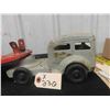 Image 2 : Early Lincoln Pressed Metal Truck + Lowbed Trailer 5"x 6" x 24" 