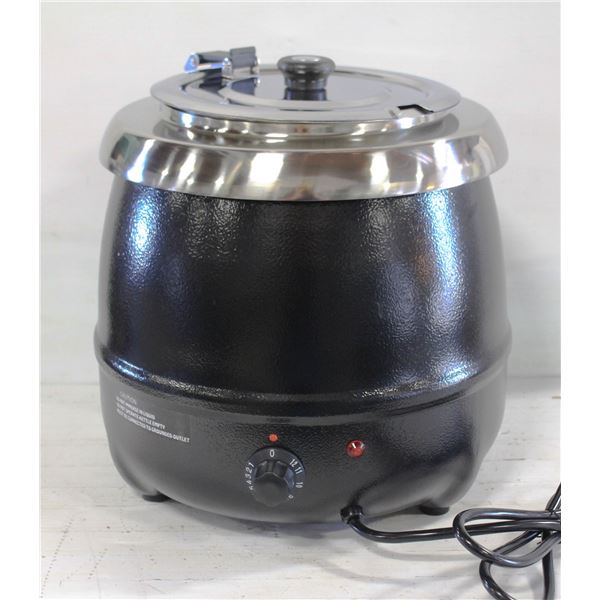 NEW 10L SOUP KETTLE W/ HINGED S/S LID - BLACK