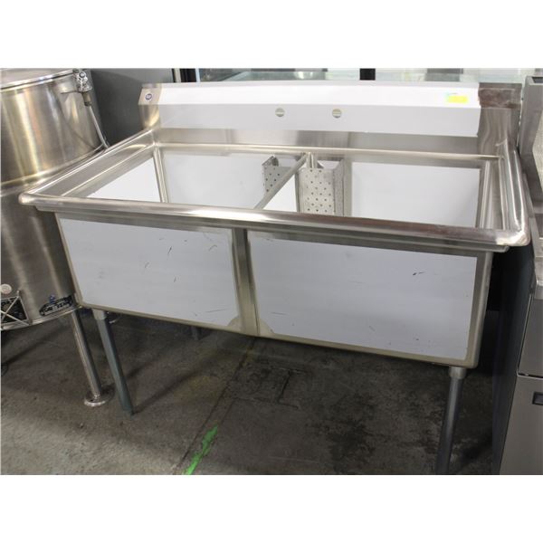 NEW DOUBLE COMPARTMENT S/S SINK W/ 24" X 24" X 14"