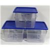 Image 1 : 3PK-12 QT CLEAR POLY SQUARE FOOD STORAGE CONTAINER