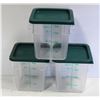 Image 1 : 3PK- 4 QT CLEAR POLY SQUARE FOOD STORAGE CONTAINER