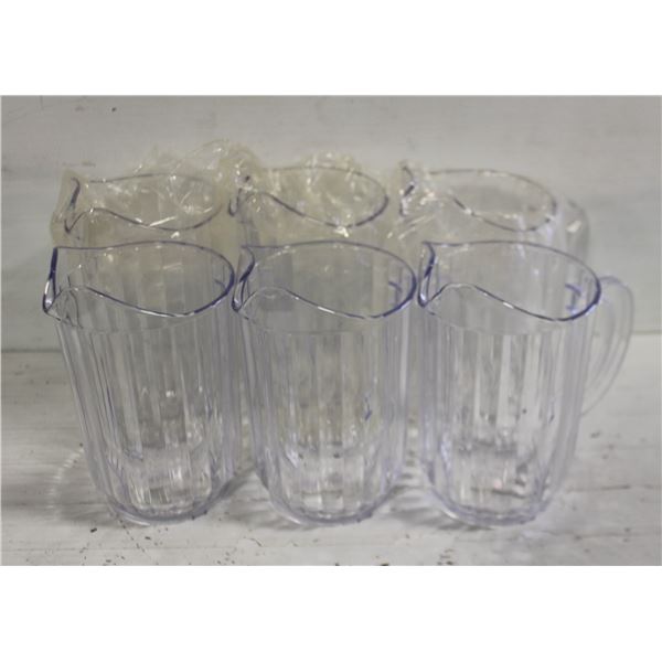 6- 32OZ CLEAR PLASTIC PITCHERS