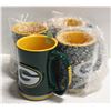 LOT OF 4- NFL GREENBAY PACKERS MUGS;GREEN/ YELLOW