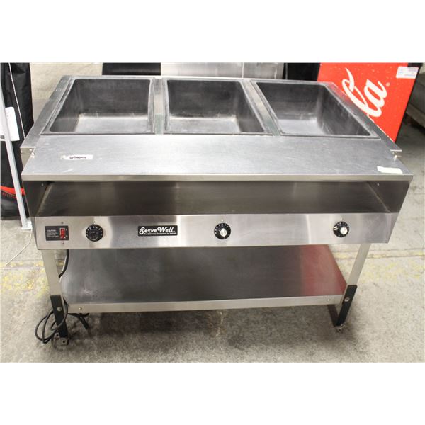SERVEWELL 3-WELL STEAM TABLE W/ UNDERSHELF