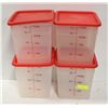 LOT OF 4 CAMBRO 7.5QT INGREDIENT BINS W/ LIDS