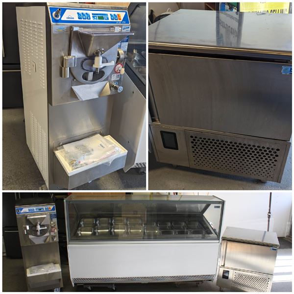 FEATURED LOT: 3PC SET OF GELATO EQUIPMENT INCLUDING DISPLAY CASE,