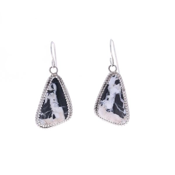 Navajo J. Begay White Buffalo Turquoise Earrings