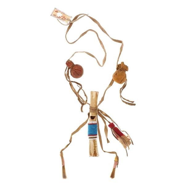 Northern Plains Beaded Whistle & Medicine Bundle