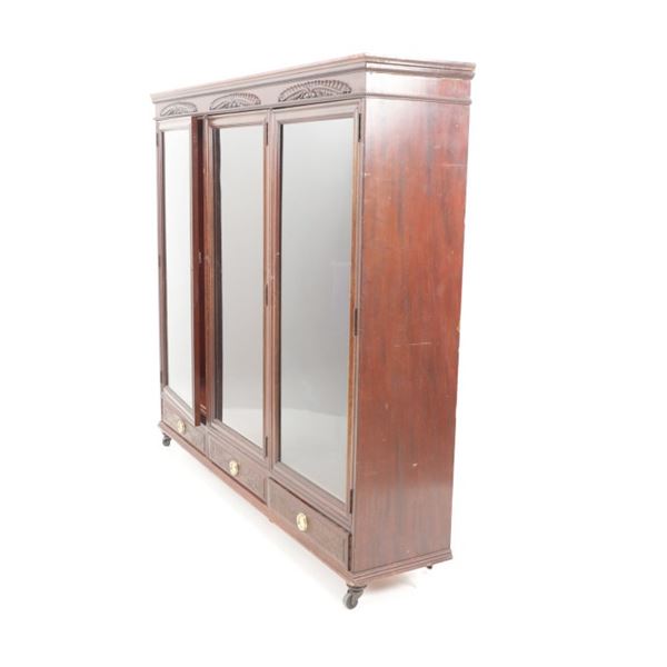 Large Mahogany & Glass Door Display Cabinet