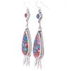 Image 3 : Navajo R. Sam Silver Mojave Turquoise Earrings