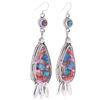 Image 4 : Navajo R. Sam Silver Mojave Turquoise Earrings