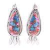 Image 7 : Navajo R. Sam Silver Mojave Turquoise Earrings