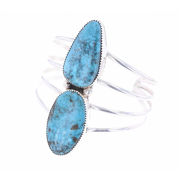 Navajo B Tsosie Sterling Silver Turquoise Bracelet