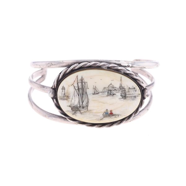 Little John Scrimshaw Sterling Silver Bracelet