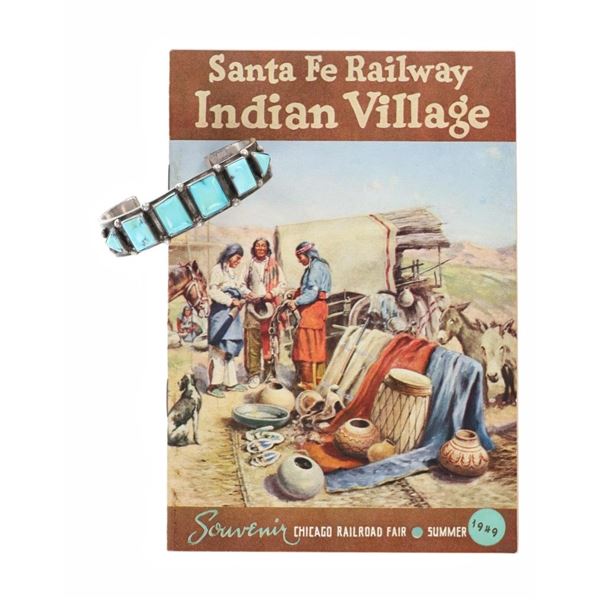 C.1949 Navajo Old Pawn Silver Turquoise Bracelet