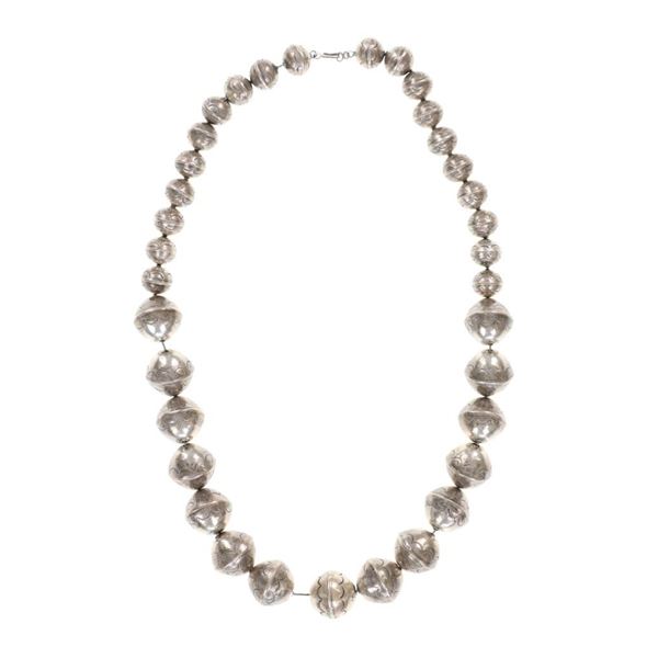 Navajo Old Pawn Silver Pearl Necklace c. 1900-1930