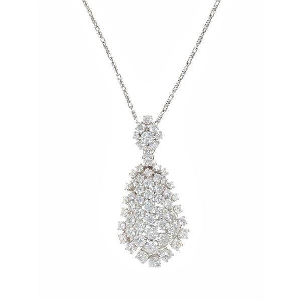 VS2 Diamond Cluster & 14k White Gold Necklace