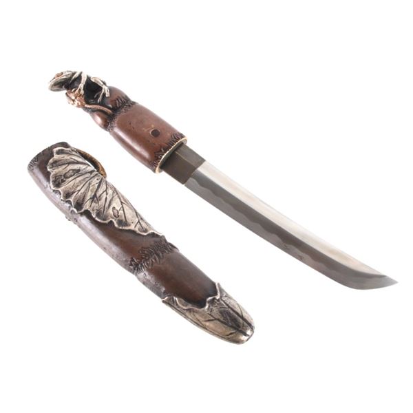 Japanese Copper Frog Aikuchi Tanto Knife & Sheath
