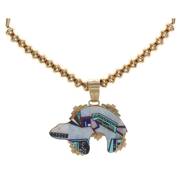 Navajo J.T. Nelson 14K GOLD Micro-Inlaid Necklace