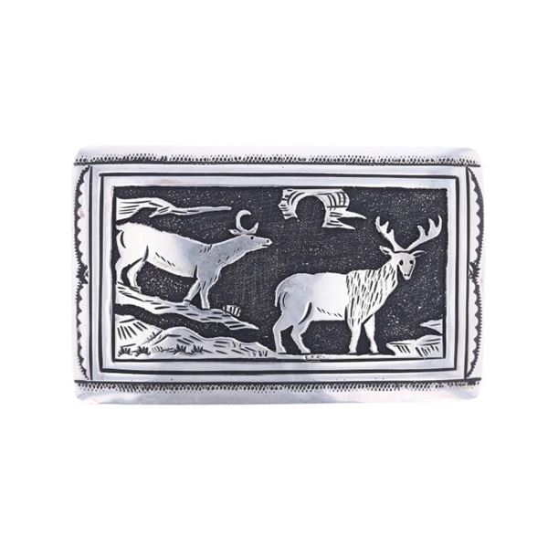 Navajo T & R Singer Sterling Silver Elk Buckle