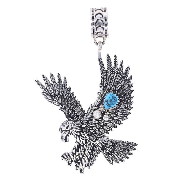 Navajo R. Singer Sterling Silver Turquoise Pendant