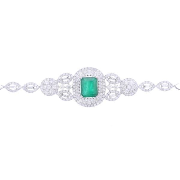 4.88ct Emerald & Diamond 18k White Gold Bracelet