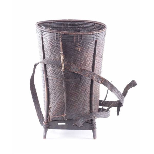 Southern Laos Tribal Backpack Basket Early 1900s