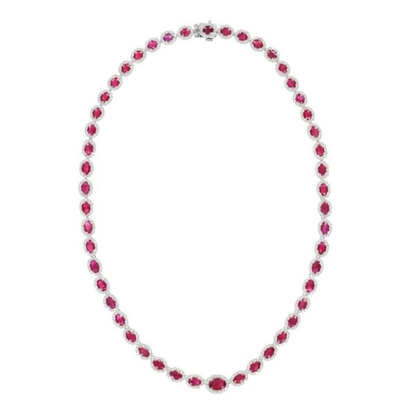 Burmese Ruby Diamond & Platinum PT950 Necklace