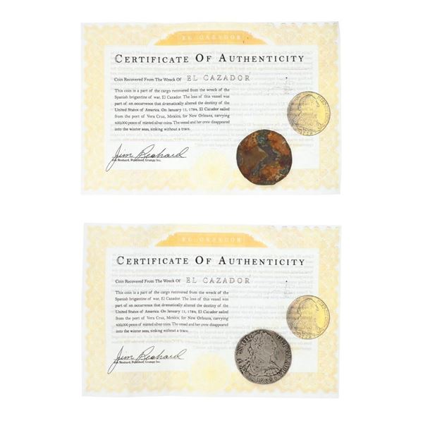 RARE El Cazador Wreckage Recovery Coins c. 1783