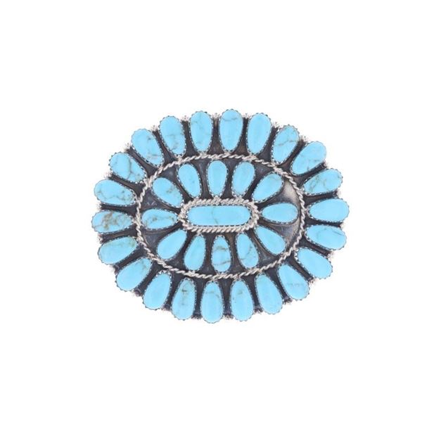 Navajo Tom Billy Sterling Silver Turquoise Pendant