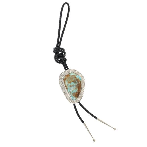 Navajo Sterling Silver C.C. Turquoise Bolo Tie